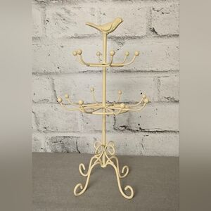 Metal Bird Tree Jewelry Stand – Vintage Bird-Top Earring & Necklace Organizer